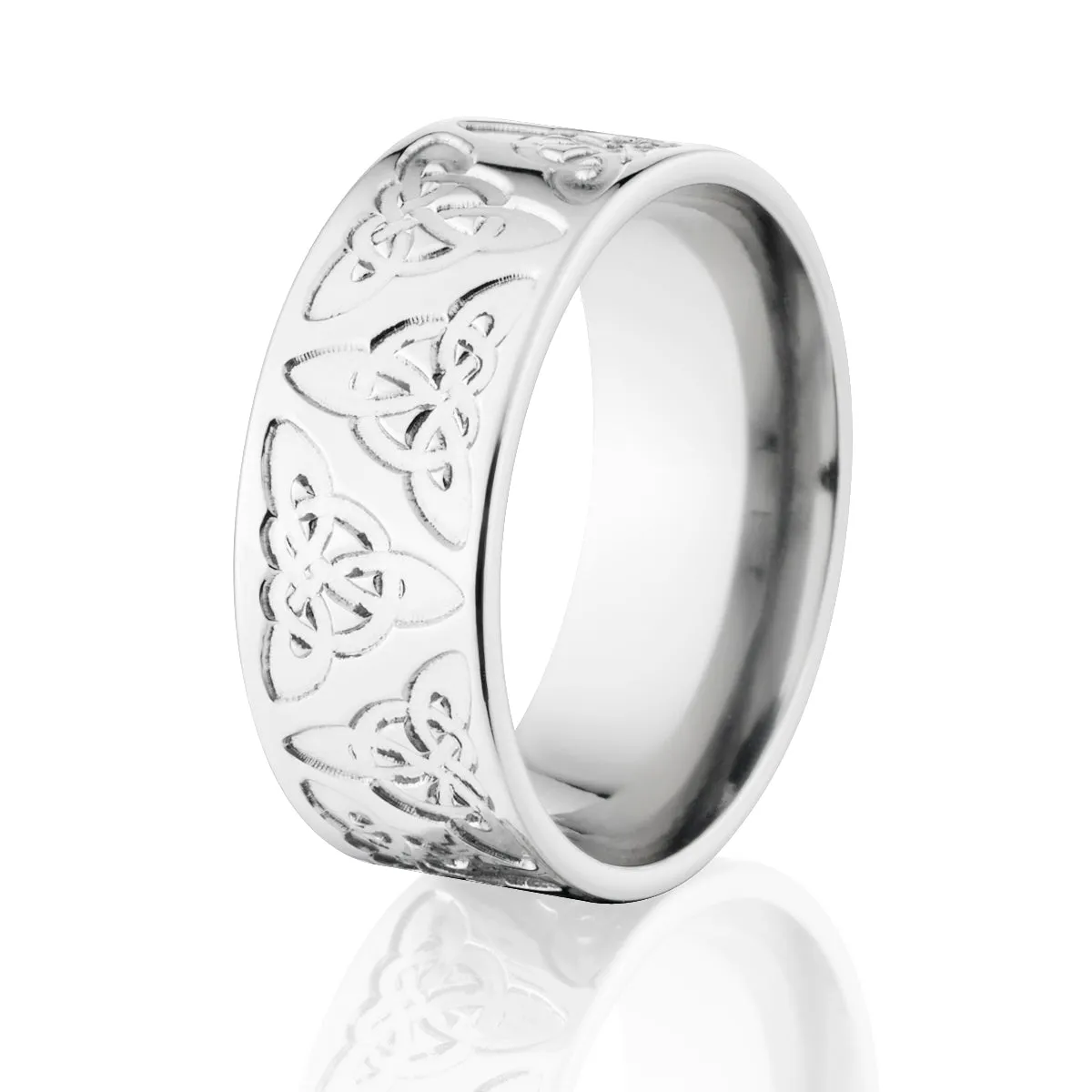 Celtic Wedding Bands for Men, White Gold Mens Wedding Ring