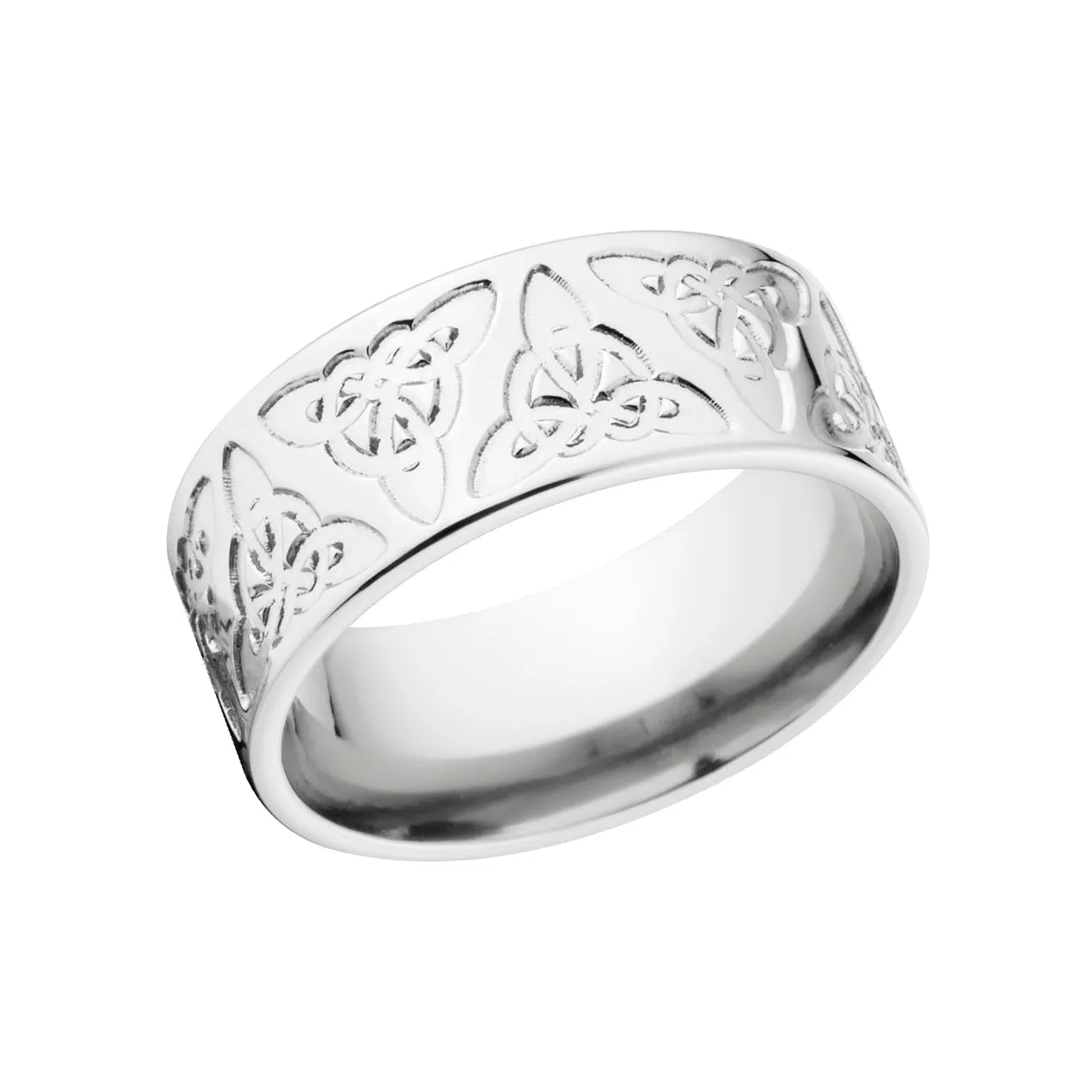 Celtic Wedding Bands for Men, White Gold Mens Wedding Ring