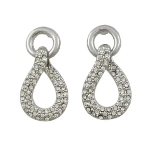 Circle with Dangling Pave Crystal Teardrop Pierced Earring - REC526