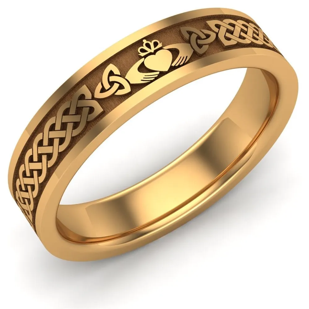 Claddagh Wedding Ring UCL1-14Y5MFLAT - 14K Yellow Gold