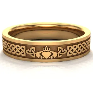 Claddagh Wedding Ring UCL1-14Y5MFLAT - 14K Yellow Gold