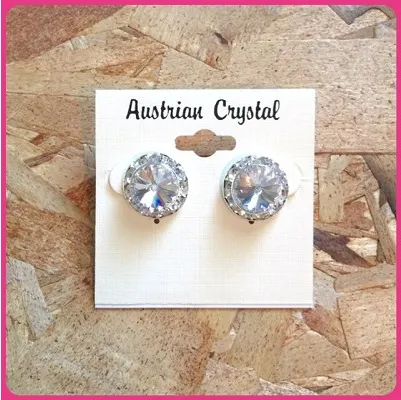 Competition Crystal Stud Earrings - CLEAR - 3 sizes