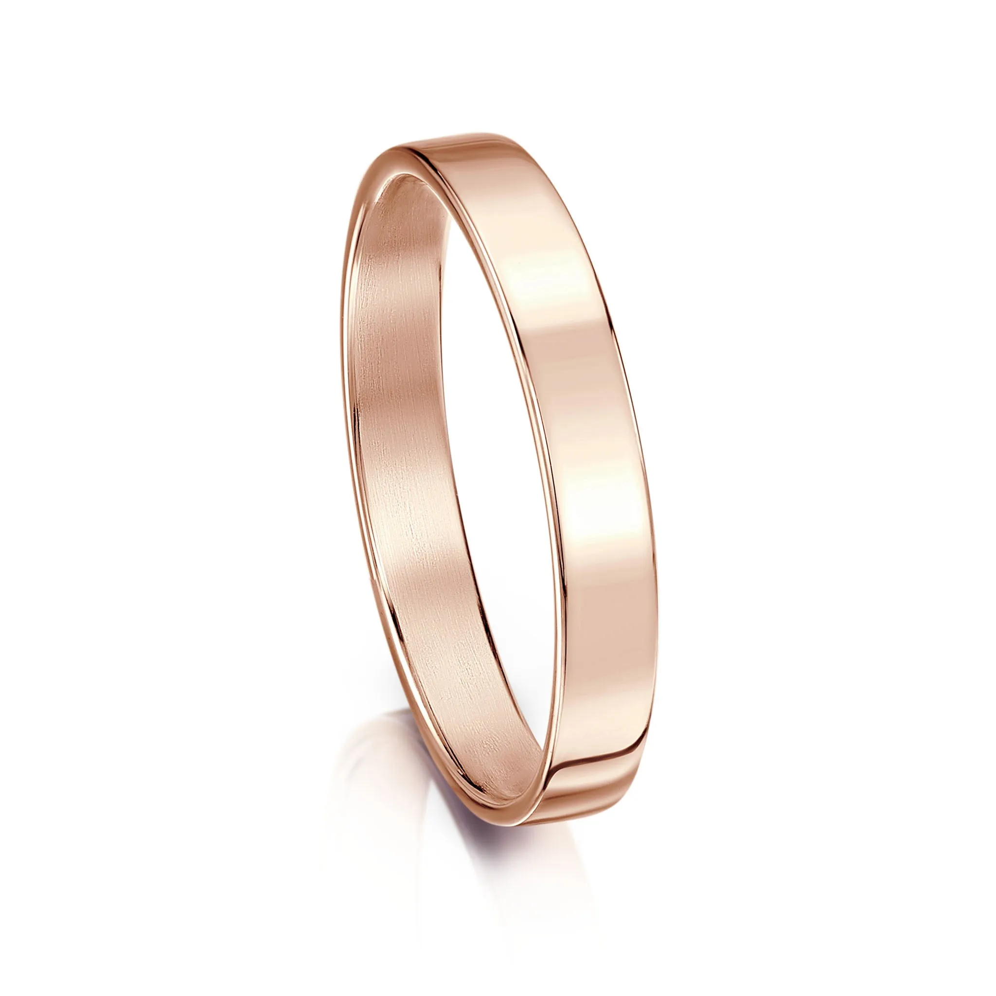 Contemporary 3mm Wedding Ring in 9ct Rose Gold