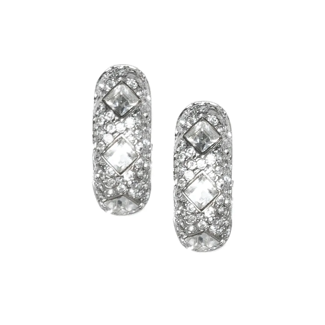 Crystal Half Hoop Clip Earrings