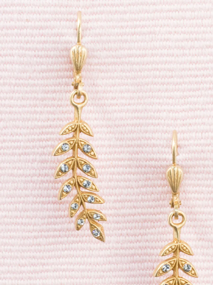 Crystal Laurel Leaf Earrings