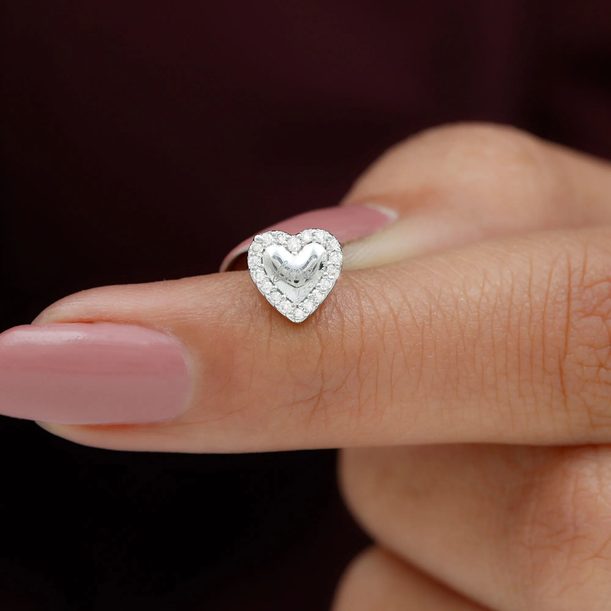 Cute Diamond Love Heart Earring for Helix Piercing