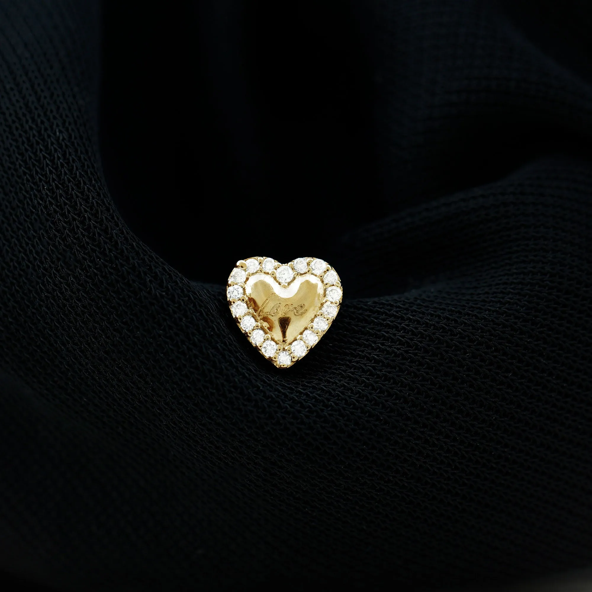 Cute Diamond Love Heart Earring for Helix Piercing