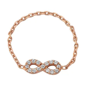 Dainty Infinity Fashion Chain Silver Ring with Crystals