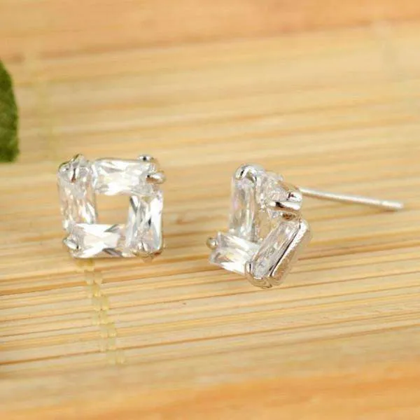 Diamond Effect Austrian Crystal Square Stud Earrings