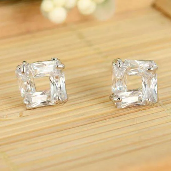 Diamond Effect Austrian Crystal Square Stud Earrings