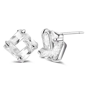 Diamond Effect Austrian Crystal Square Stud Earrings