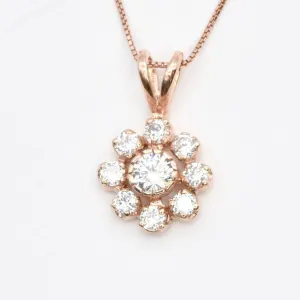 Diamond Flower Pendant - Rose Gold Diamond Necklace - Sparkly Flower Necklace