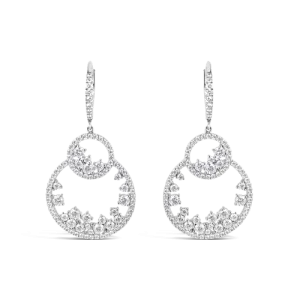 Double Circle Diamond Dangle Earrings