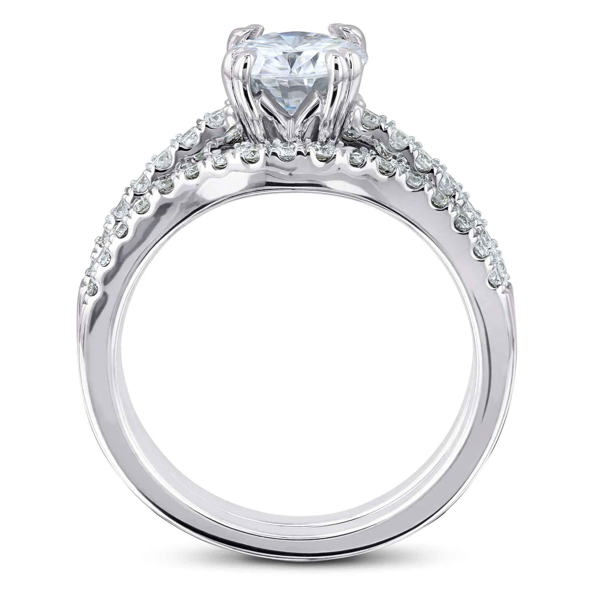 Double-Prong 1ct Forever One Moissanite Bridal Set