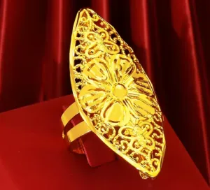 Dubai Gold Color Rings For Women Wedding Africa Bride Indian Fashion Hawaiian Jewelry Party Gifts New Style