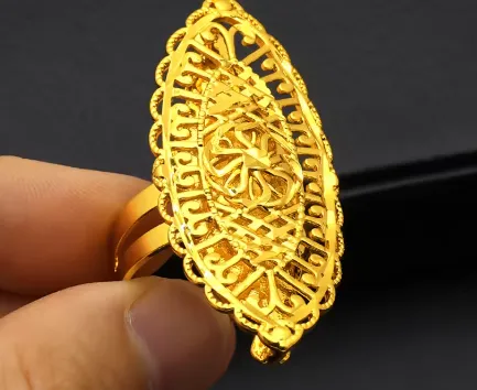 Dubai Gold Color Rings For Women Wedding Africa Bride Indian Fashion Hawaiian Jewelry Party Gifts New Style