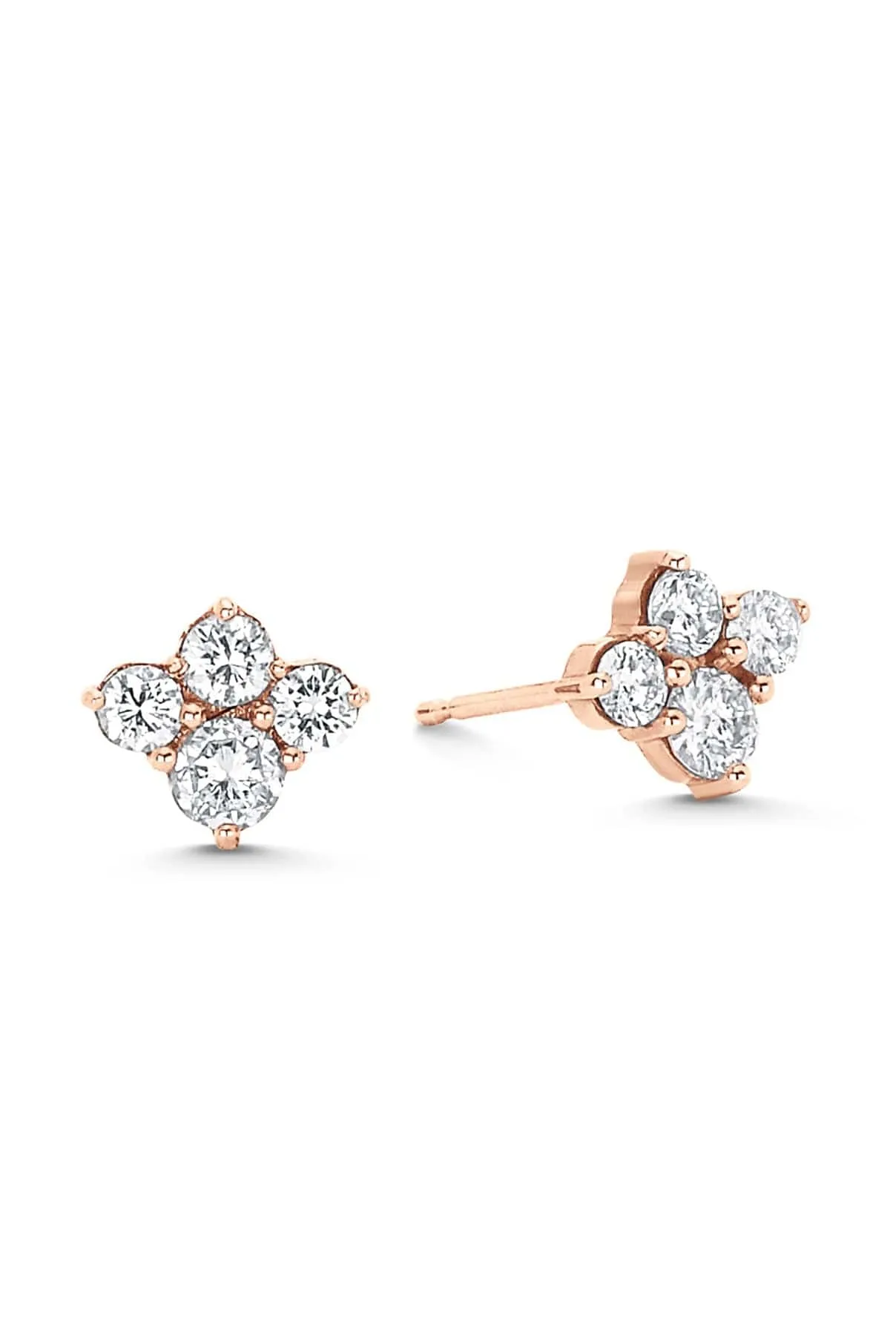 Dujour 4 Diamond Cluster Stud Earrings