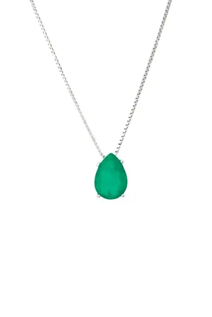 Emerald Teardrop Silver Necklace