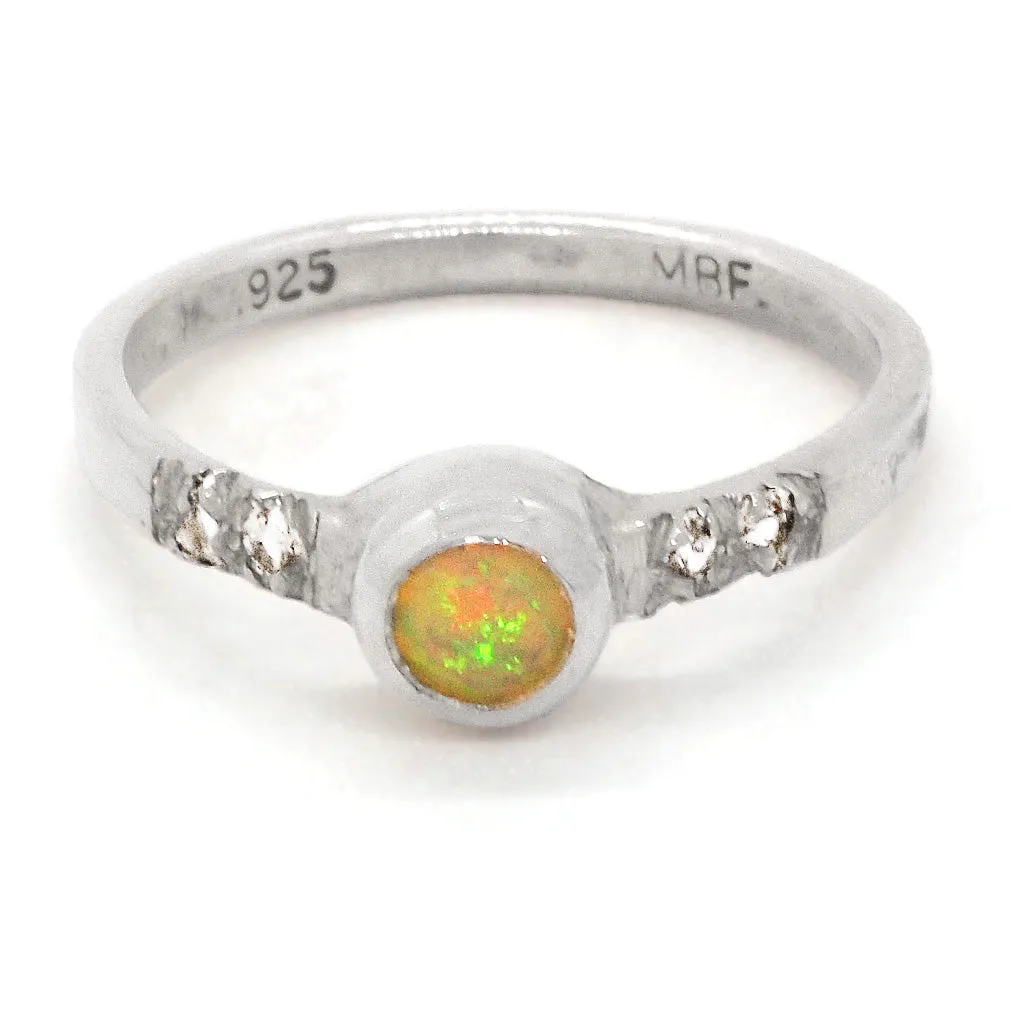 Ethiopian Opal & Sappires Ring (size 6 1/2)