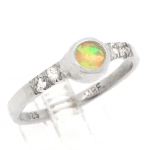 Ethiopian Opal & Sappires Ring (size 6 1/2)