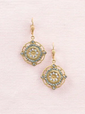 Floral Crystal Medallion Earrings