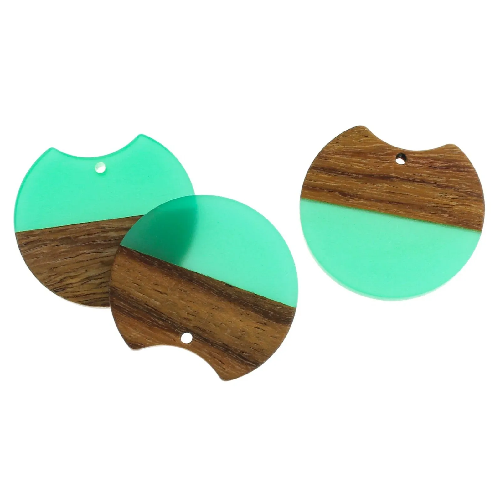 Geometric Natural Wood and Resin Charm - Choose Your Color!