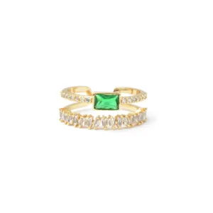 Gold Cubic Zirconia Adjustable Multi Strand Ring