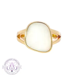 Gold Plated Sterling Silver solitaire bezel set white opal 3.1ct ring