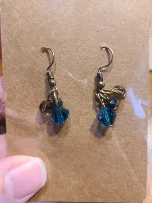 Gray and Blue Waterfall Earrings