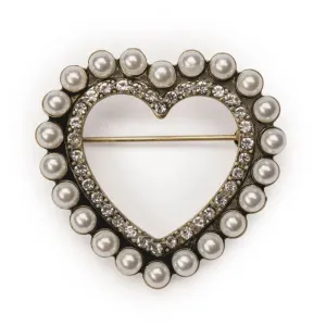 Heart Pearl & Diamante Brooch