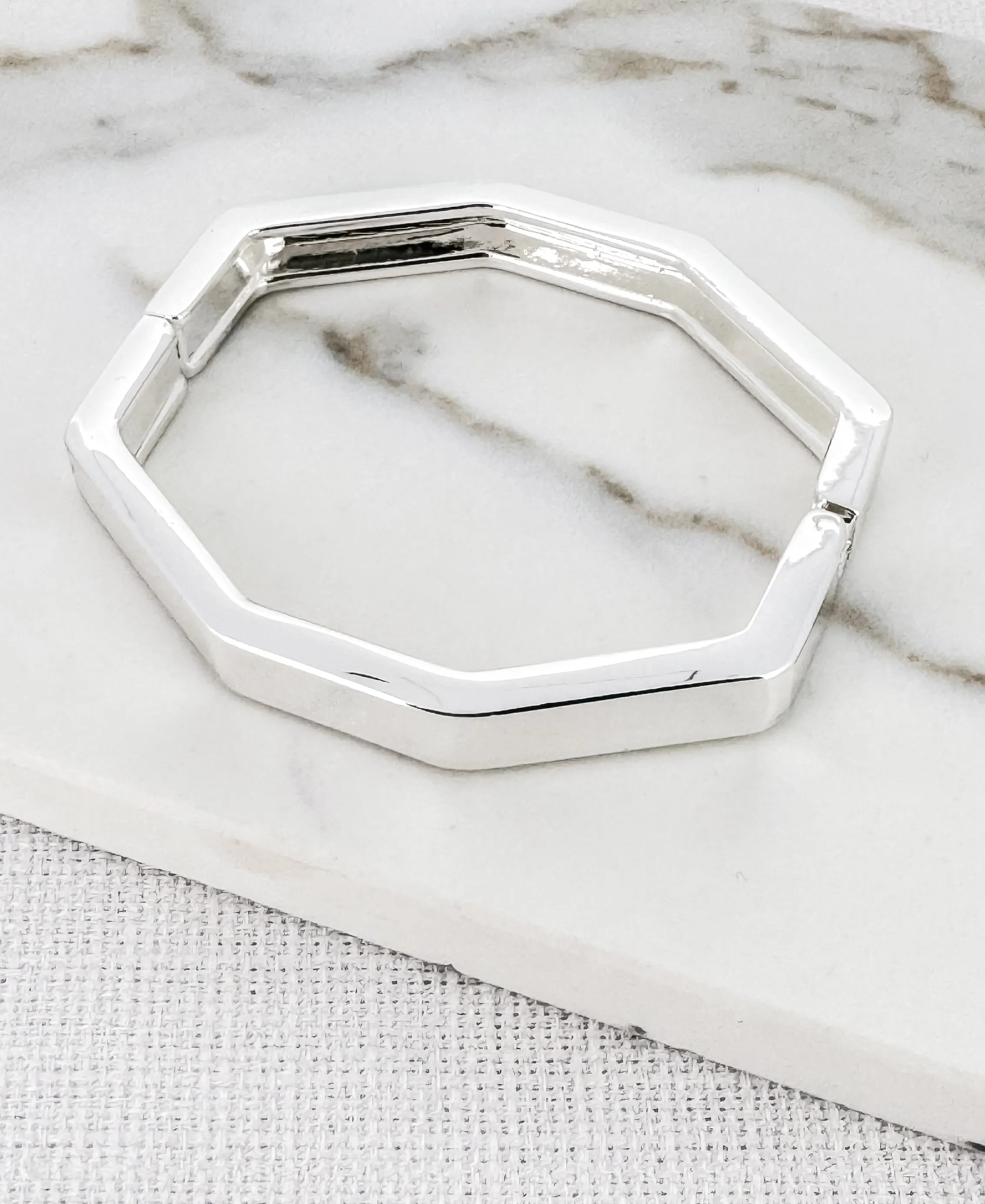 Hexagon Bangle - Silver