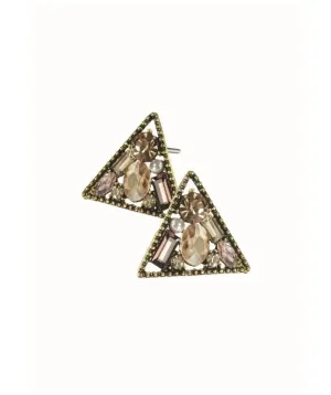 Hot Tomato Triangle Crystal Encrusted Stud Earrings