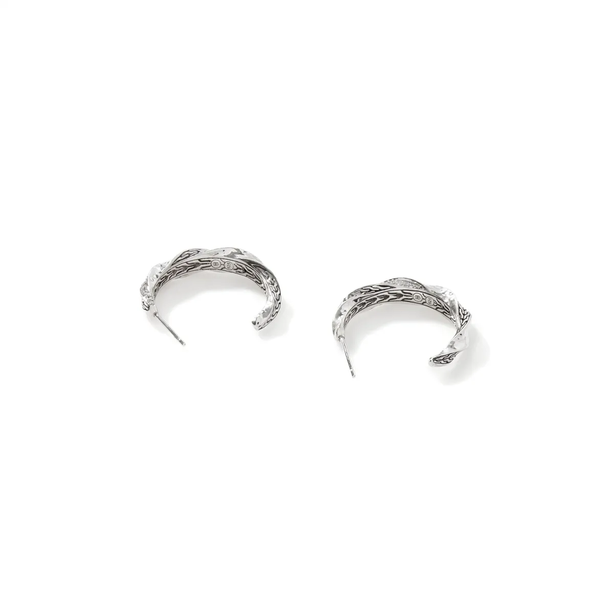 John Hardy Classic Chain Sterling Silver Twisted Hammered Hoop Earrings