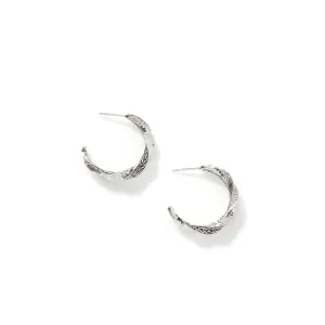 John Hardy Classic Chain Sterling Silver Twisted Hammered Hoop Earrings