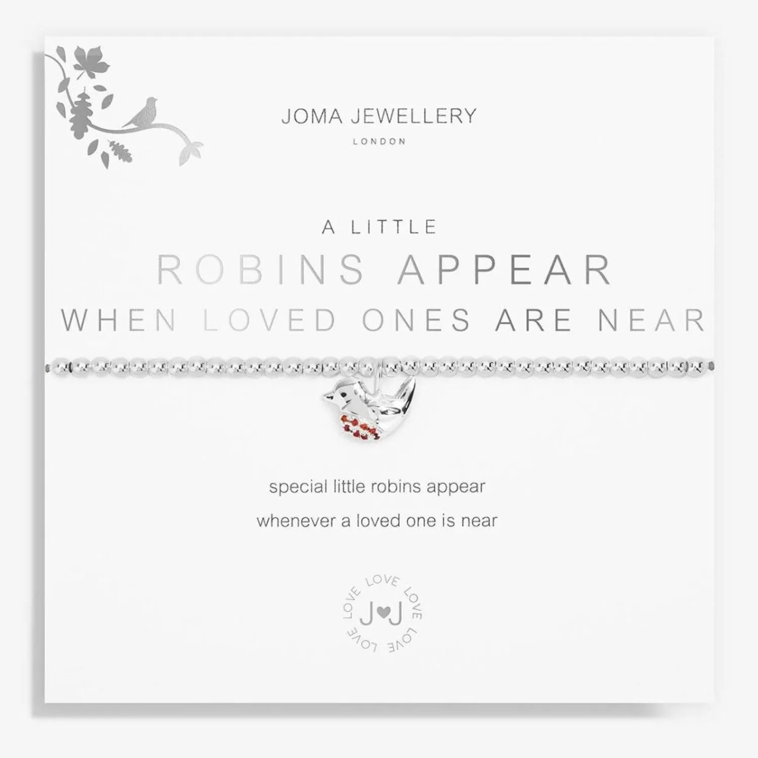 Joma Jewellery Silver A Little 'Robins Appear When Loved Ones Are Near' Bracelet