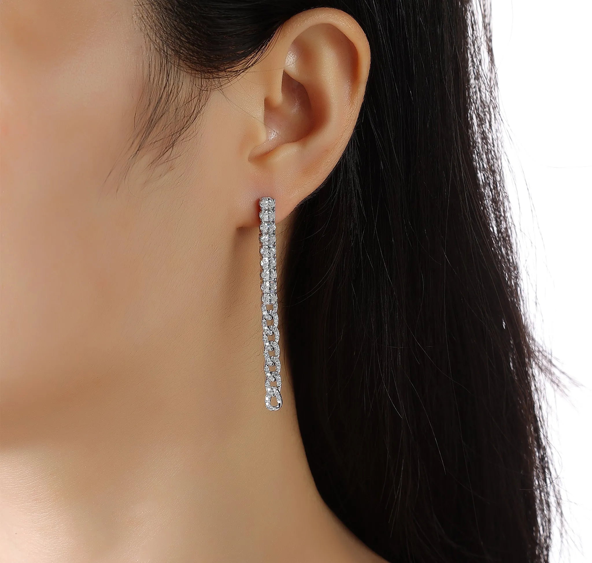 Lab Grown Diamond 2.66ctw Link & bar Dvaita Earrings E-03699WHT