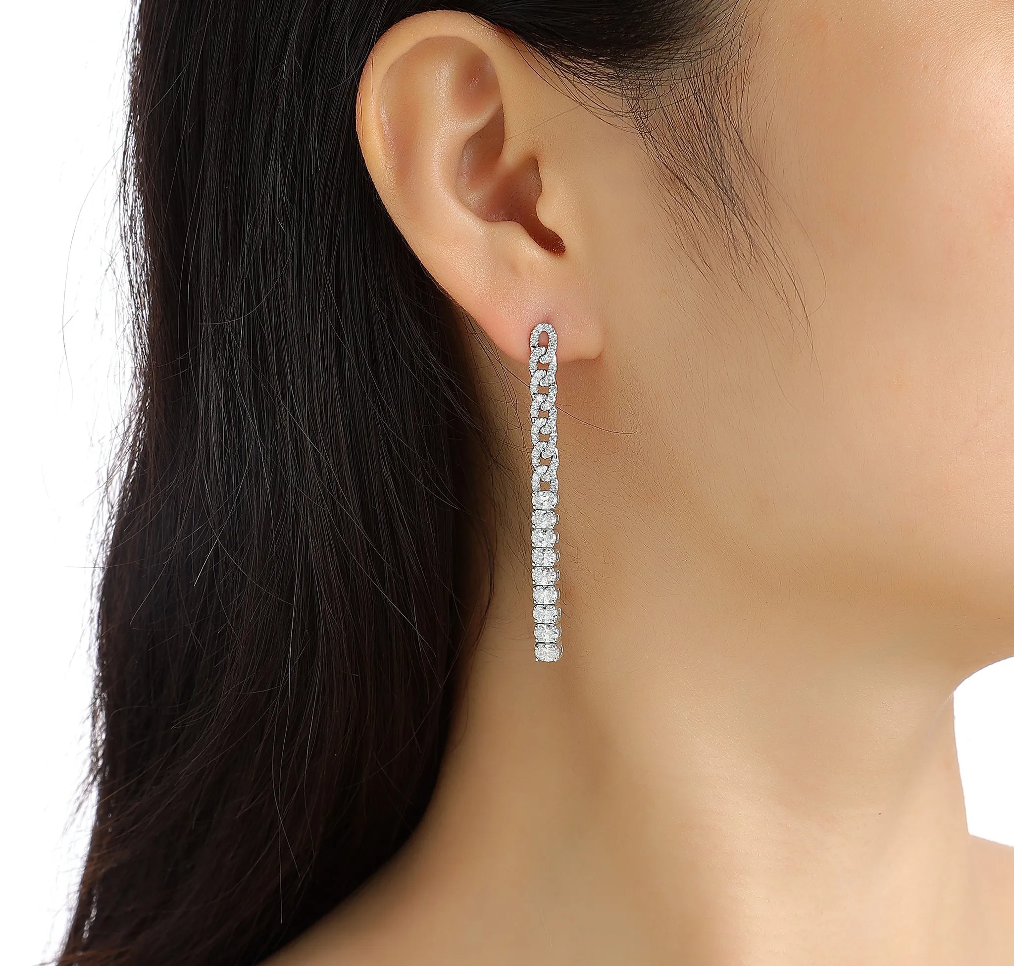 Lab Grown Diamond 2.66ctw Link & bar Dvaita Earrings E-03699WHT