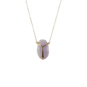 Lace Agate Lucky Scarab Necklace