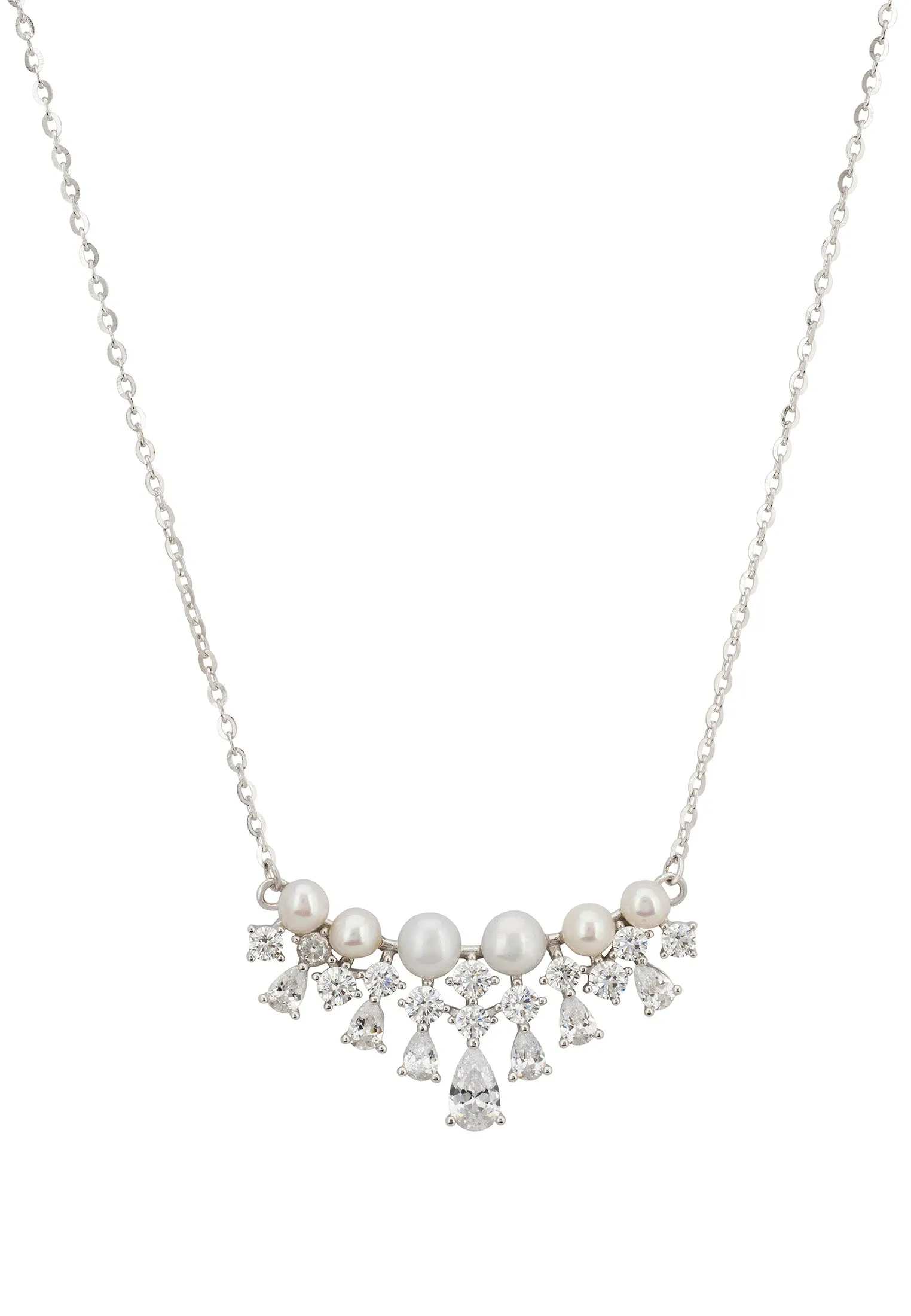 Lace And Pearls Necklace Silver