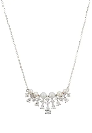 Lace And Pearls Necklace Silver