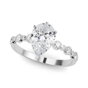 Ladies Sidestone Pear Engagement Ring 51155