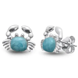 Larimar Sterling Silver Crab Earrings and Opal Rings