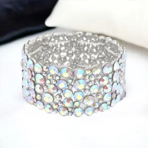 Lira - AB silver stretch bubble rhinestone bracelet