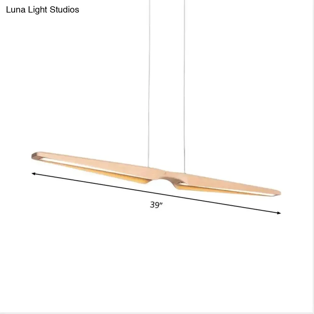 Minimalist Linear Wooden Pendant LED Light Fixture for Office Ceiling