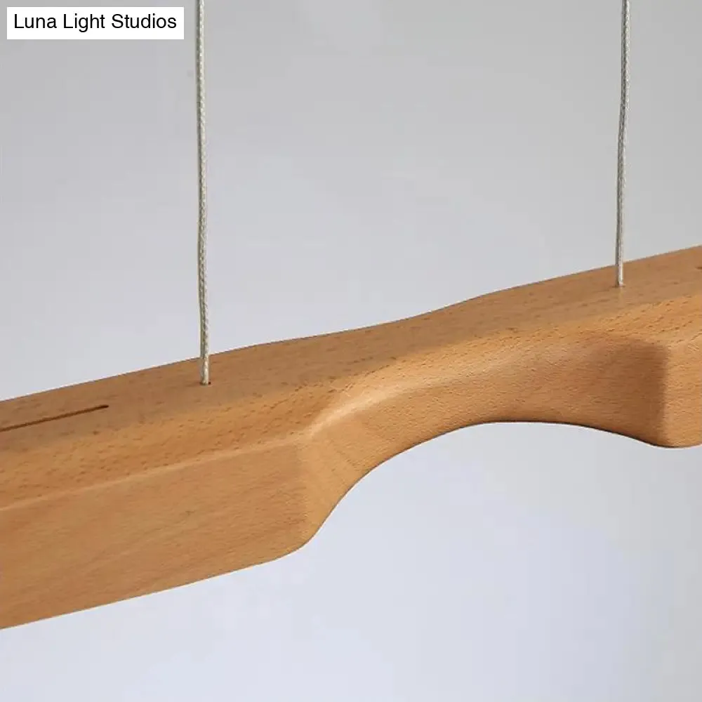 Minimalist Linear Wooden Pendant LED Light Fixture for Office Ceiling