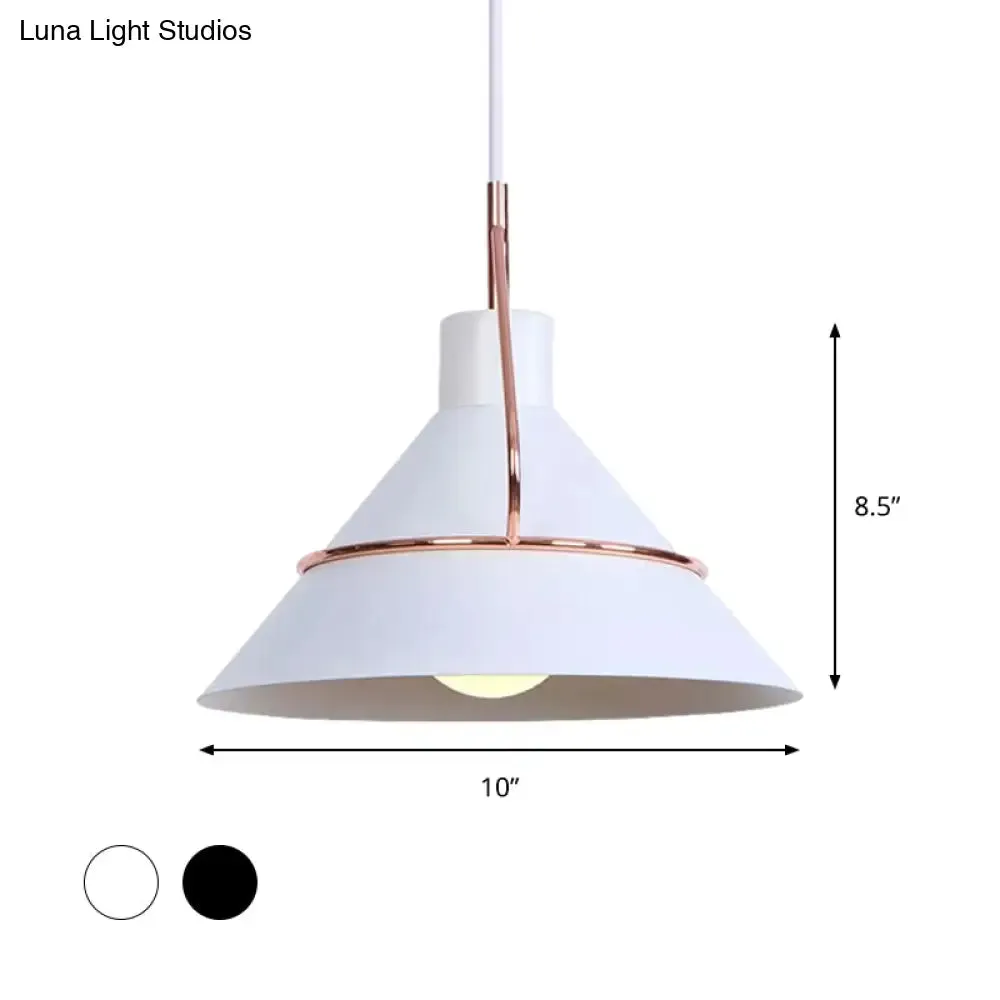 Modern Metal Pendant Lamp - Minimalist Conical Design - 1 Light - White/Black