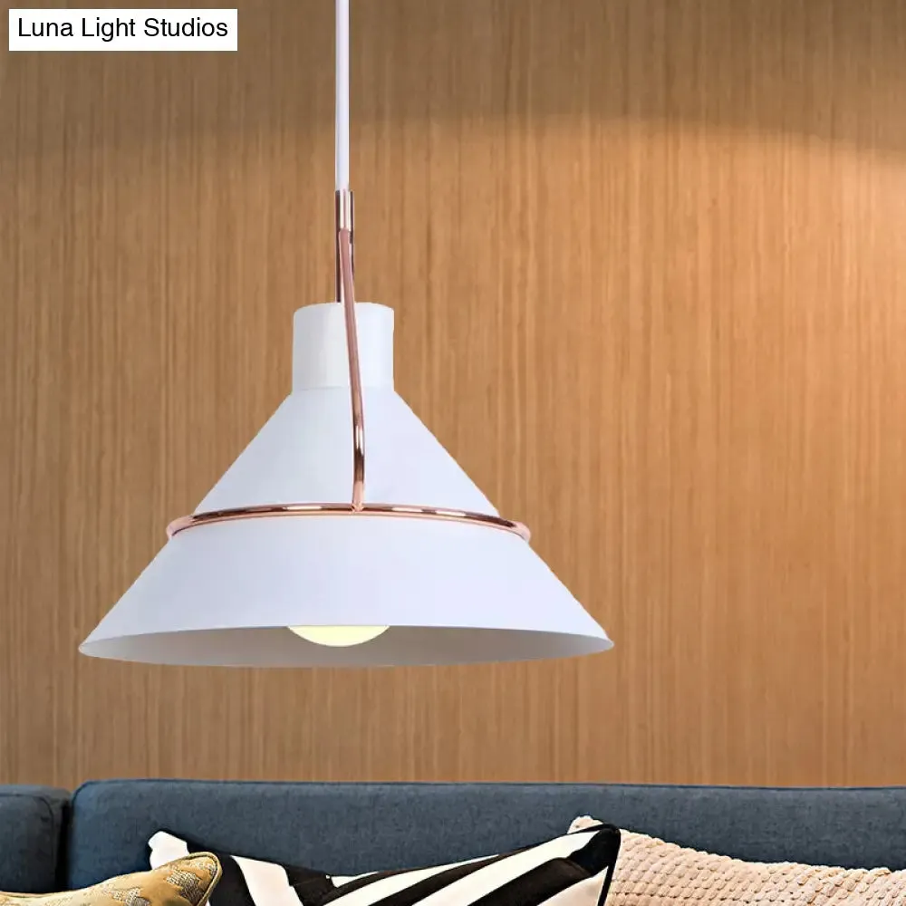 Modern Metal Pendant Lamp - Minimalist Conical Design - 1 Light - White/Black