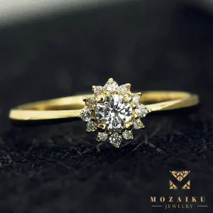 Mozaiku Sun Ring - 9K/14K Gold with Zircon Sparkle