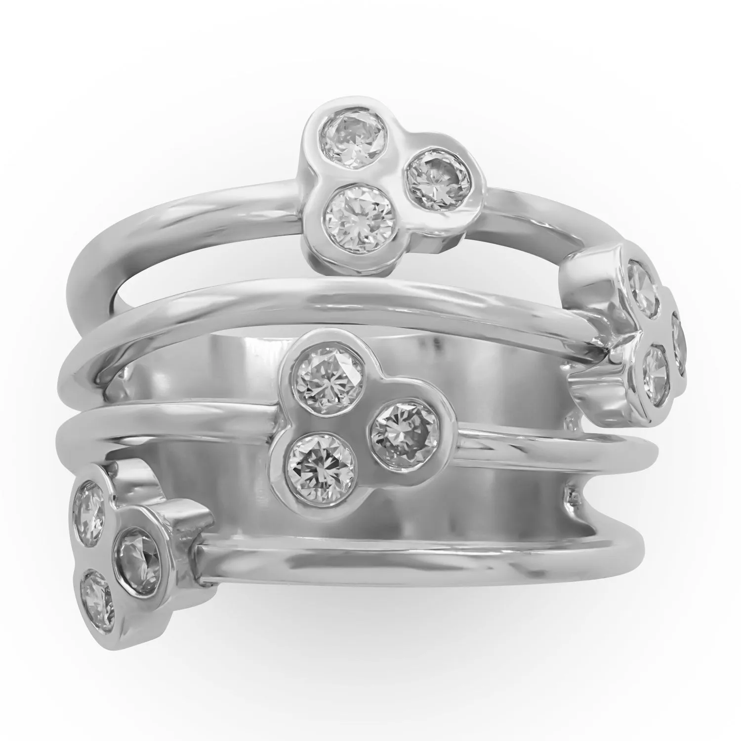 Multi-band Diamond Cluster Ring