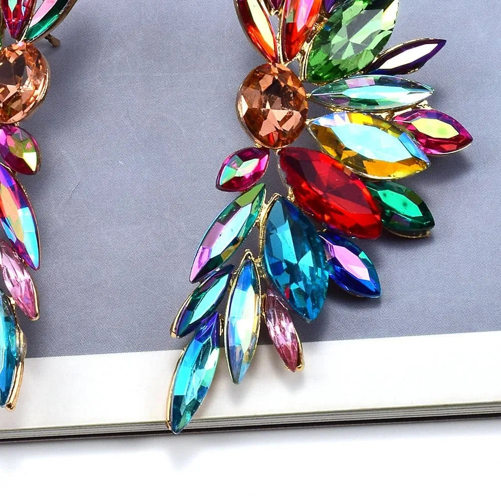 Multicolored Crystal Geometric Drop Earrings - Classic Fashion Jewelry for Women